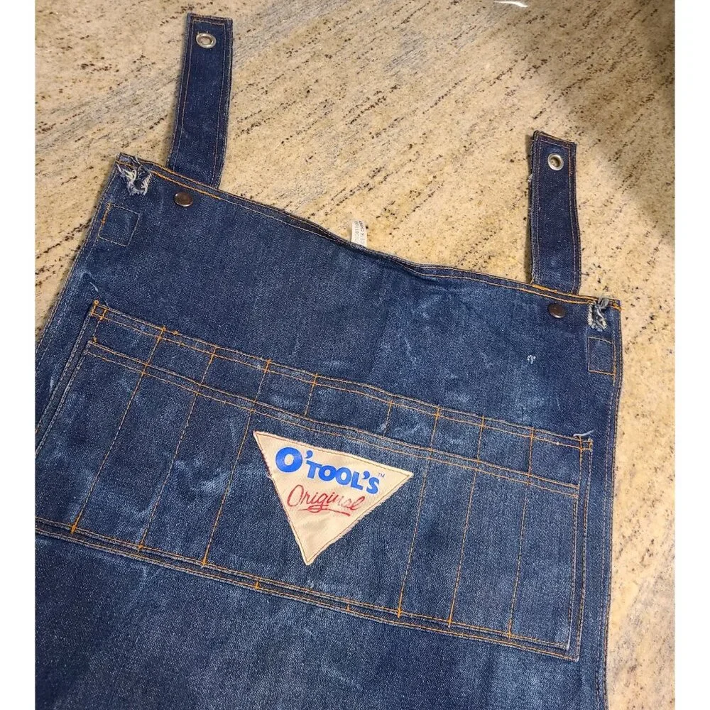 O’TOOL’S ORIGINAL Blue Denim Tool Rack Overalls Hanging Pocket Wall Organizer